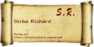 Strba Richárd névjegykártya
